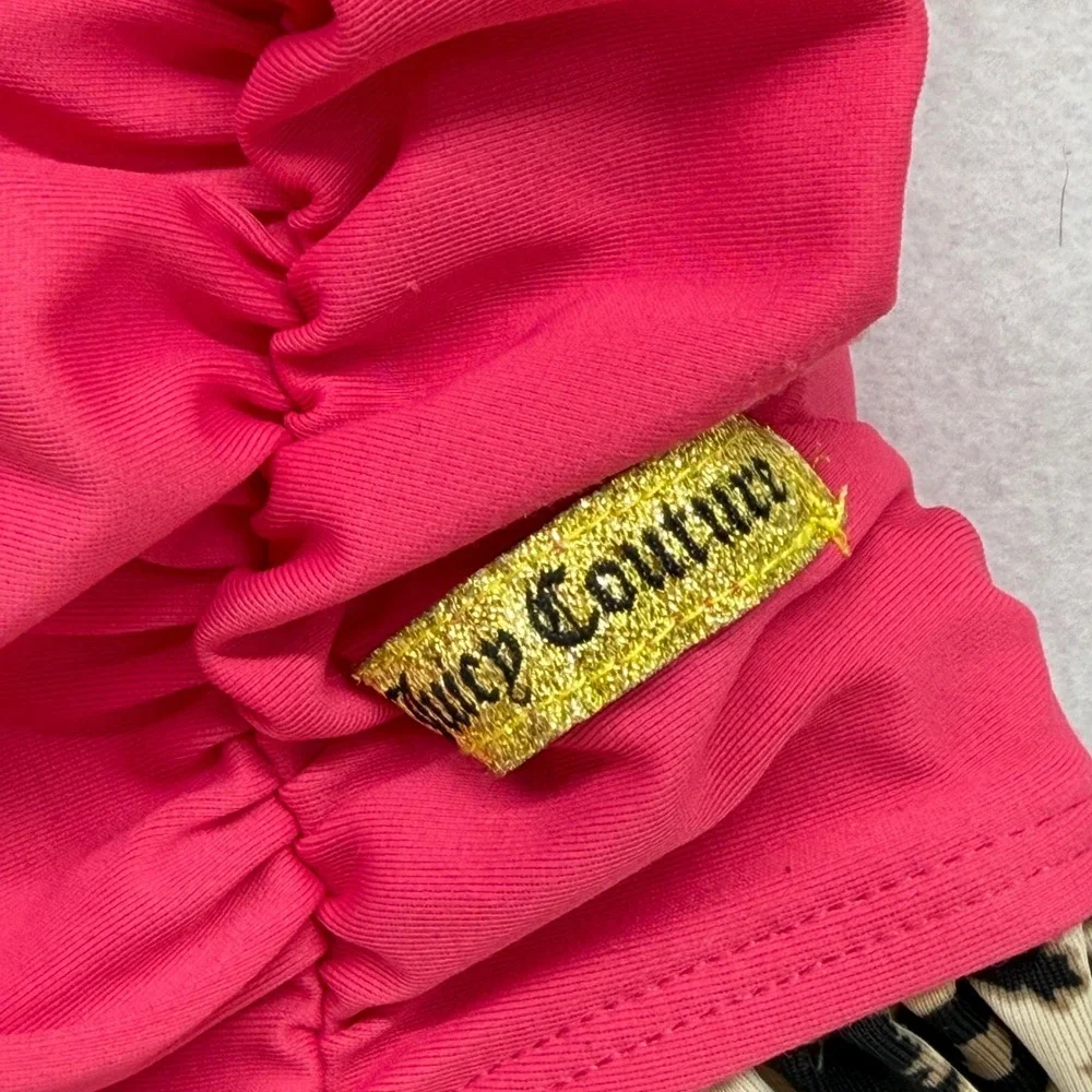 Juicy Couture Toddler Girls One Piece Swimsuit‎ 12M Ruffle Leopard Trim Pink